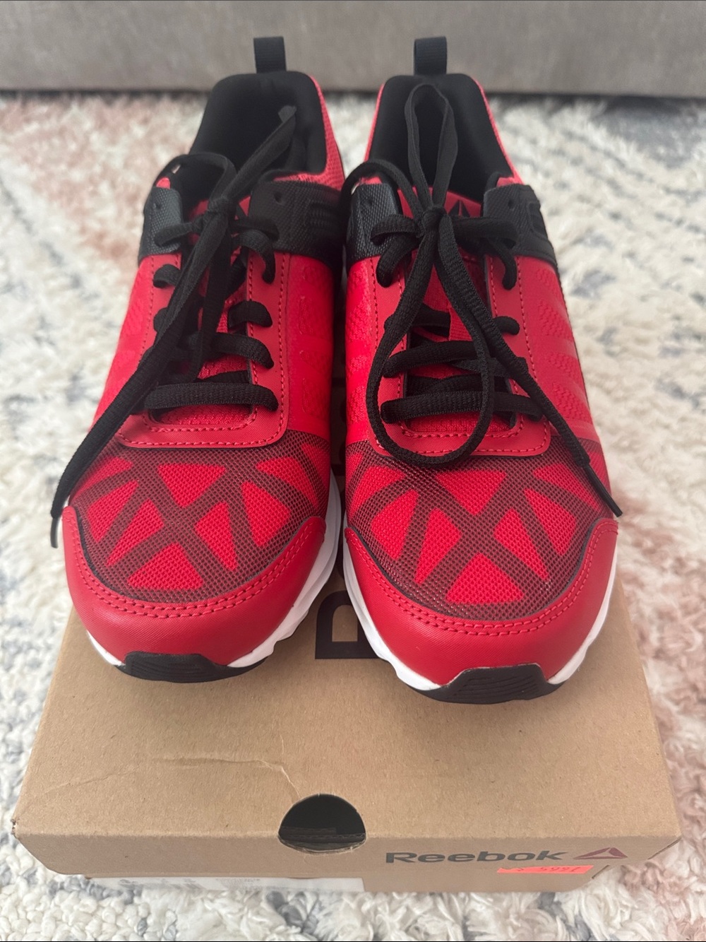 Reebok Kids Red and Black Patterned Athletic Sneakers - 4